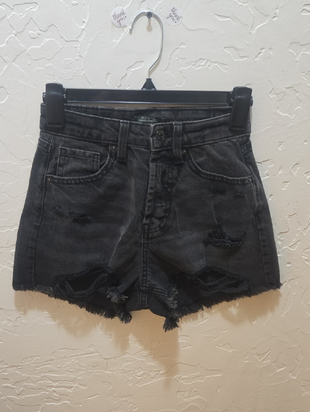 3/$10 Wild Fable Black High-Waisted Jean Shorts Frayed Hem